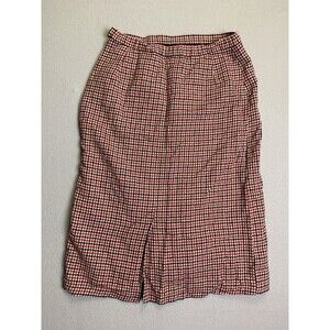 Pendleton Skirt Womans Size 16 Plaid Houndstooth Wool Midi Skirt Black Lined USA